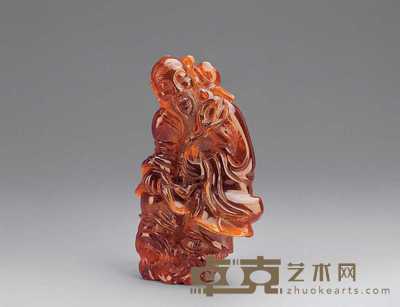 清中期 琥珀寿星摆件 10.5cm
